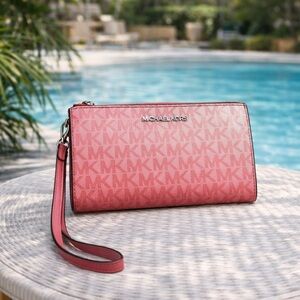 Michael Kors Hot Pink Leather Wristlet Wallet